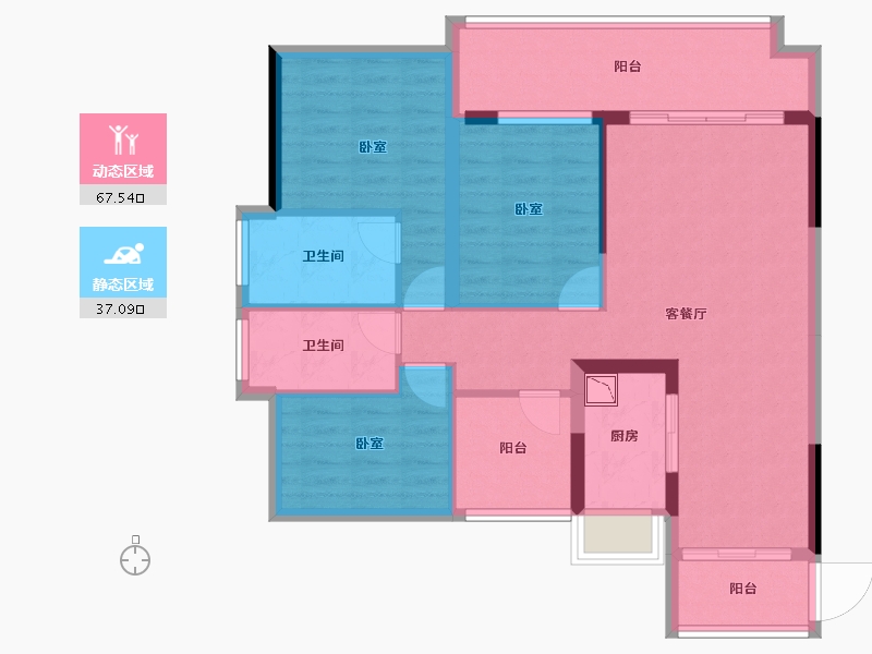 广东省-广州市-国瑞山湖海庄园-93.25-户型库-动静分区