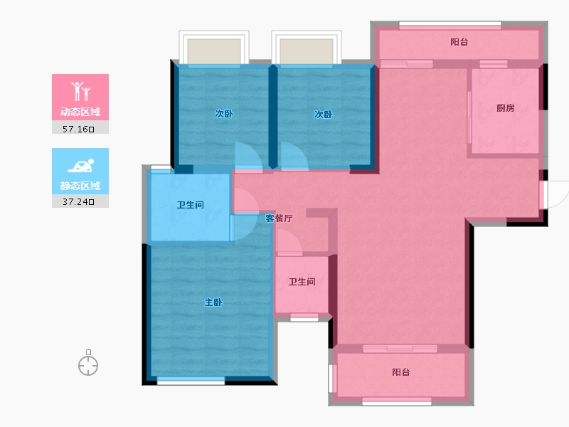 湖南省-长沙市-山水·梅溪雅郡-83.58-户型库-动静分区