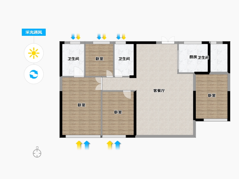 湖北省-武汉市-绿地海珀滨江-133.39-户型库-采光通风