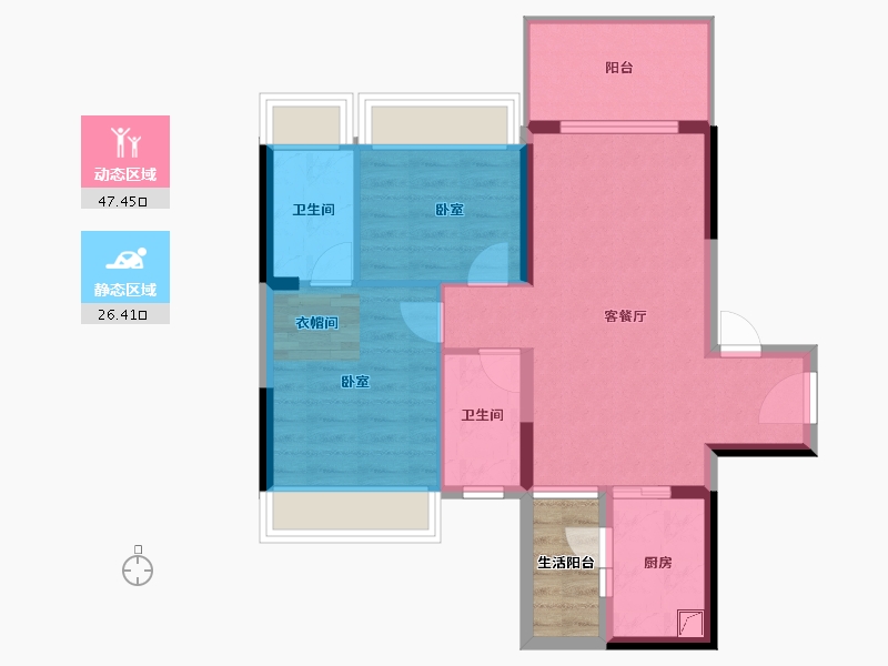 广东省-湛江市-荣基·满芳庭-69.28-户型库-动静分区