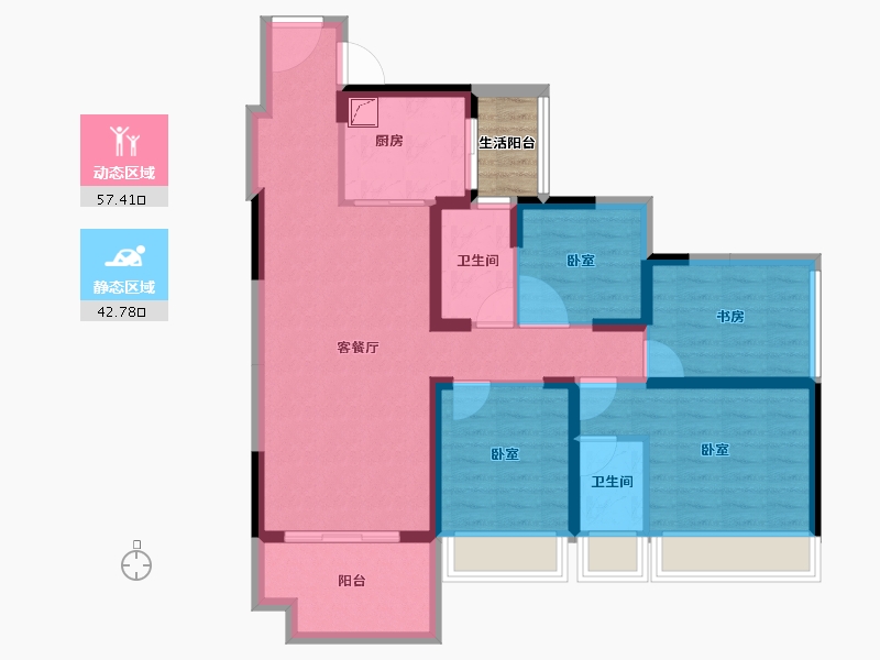 广东省-湛江市-荣基·满芳庭-91.60-户型库-动静分区