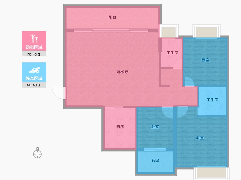 广东省-汕头市-金煌时代雅园-107.09-户型库-动静分区