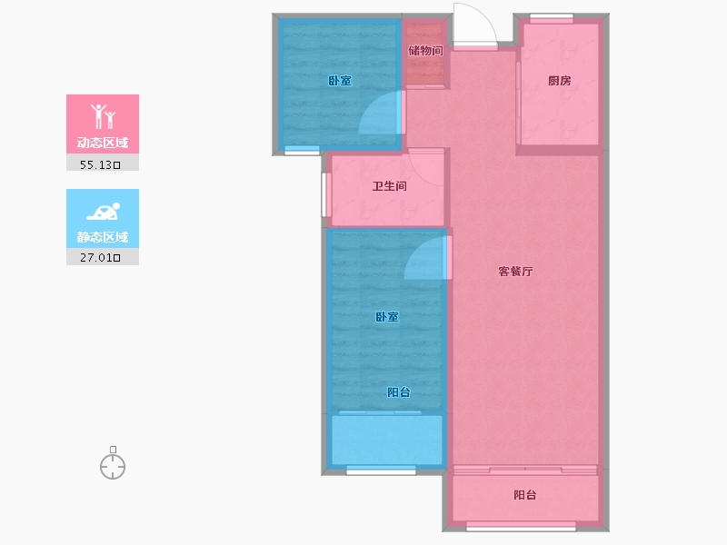 山东省-烟台市-银座广场-74.12-户型库-动静分区