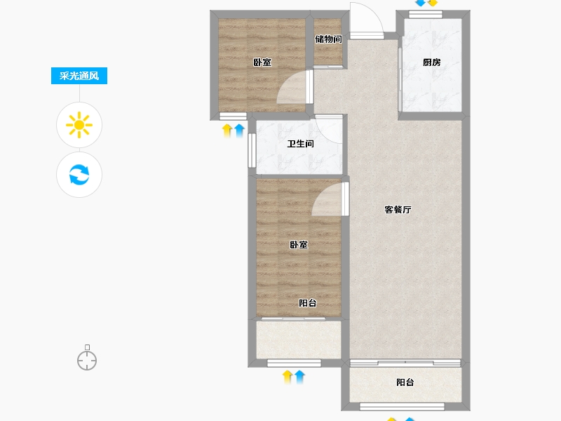 山东省-烟台市-银座广场-74.12-户型库-采光通风