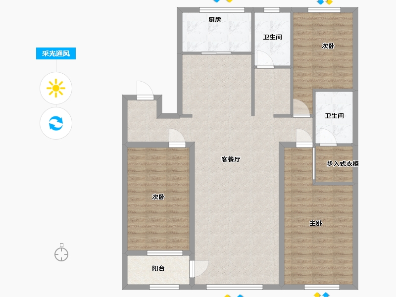 山东省-潍坊市-恒易·紫园-114.40-户型库-采光通风