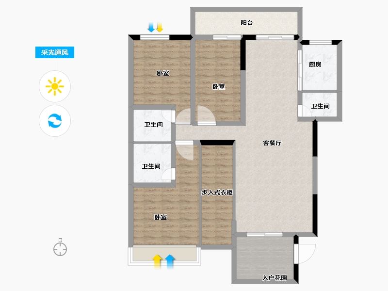 广东省-汕头市-金煌时代雅园-114.00-户型库-采光通风