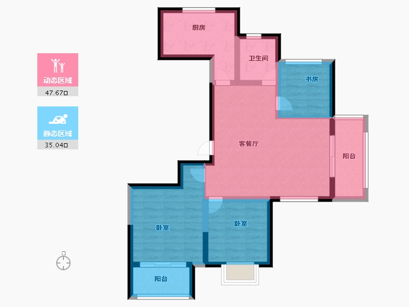 浙江省-宁波市-雍华府-72.99-户型库-动静分区