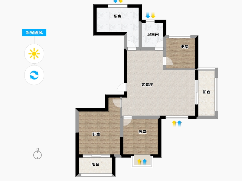 浙江省-宁波市-雍华府-72.99-户型库-采光通风