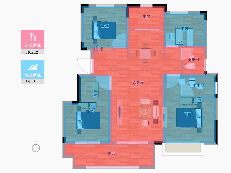 安徽省-安庆市-中辰书香里-103.01-户型库-动静分区