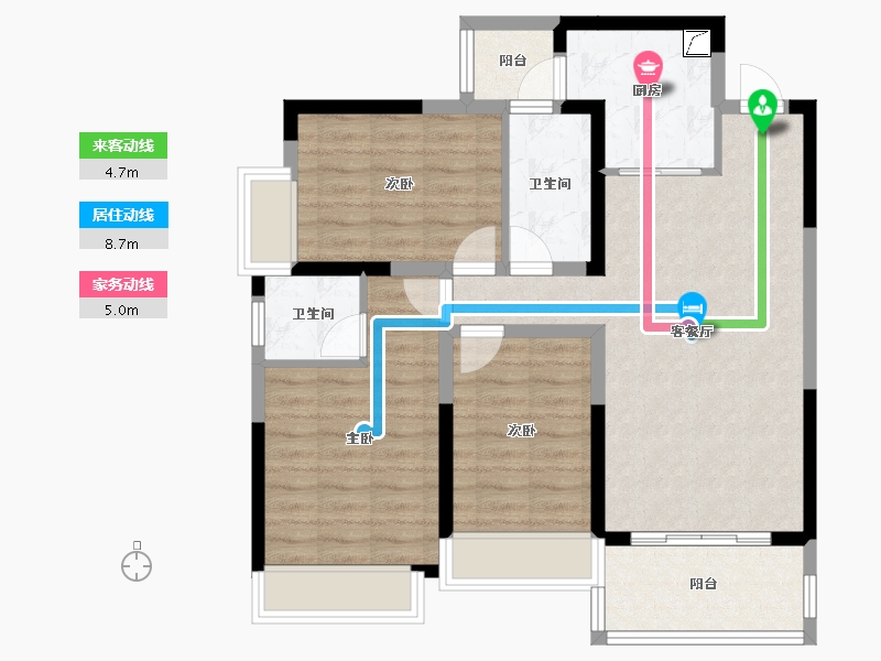 湖南省-湘潭市-东旭鸿基楚天府-83.19-户型库-动静线