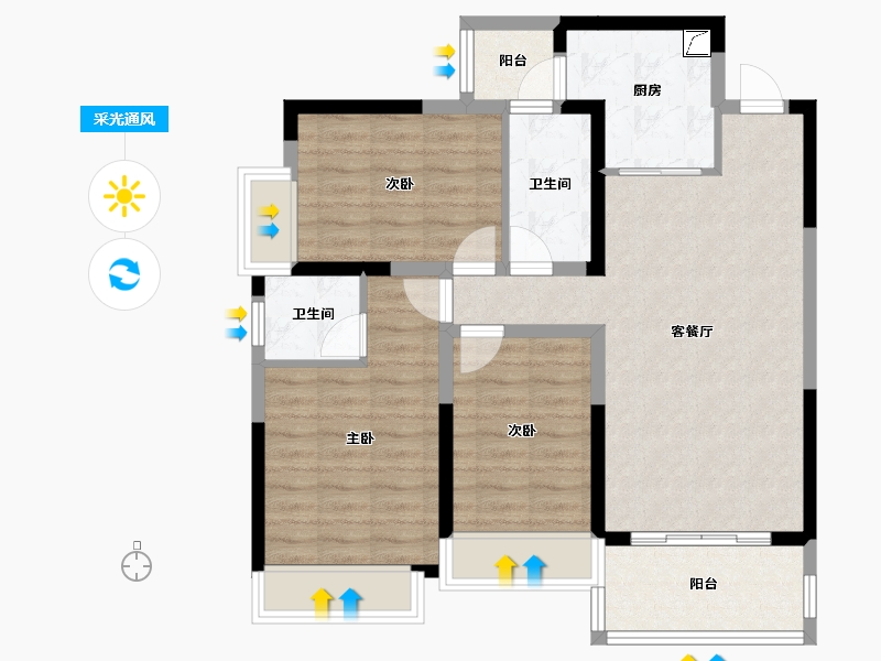 湖南省-湘潭市-东旭鸿基楚天府-83.19-户型库-采光通风