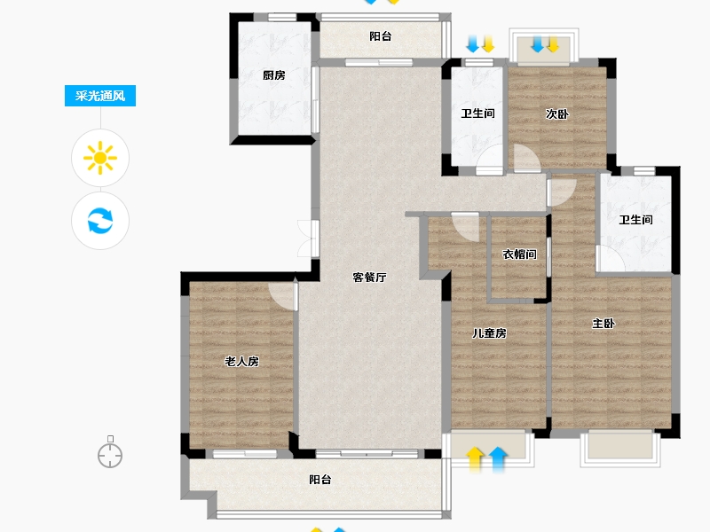 湖南省-长沙市-美的国宾府-134.94-户型库-采光通风