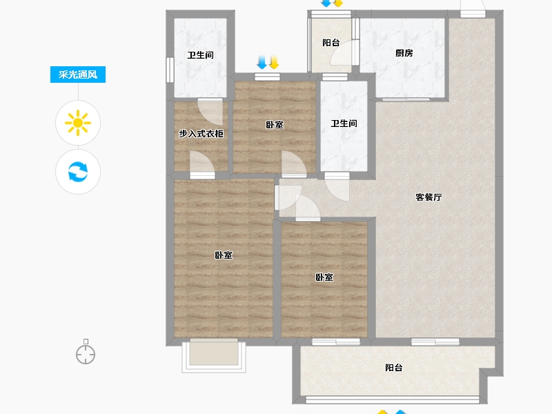 湖南省-株洲市-碧桂园醴陵府-100.05-户型库-采光通风