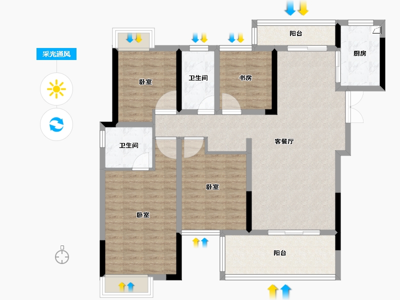 湖北省-宜昌市-弘洋·新都汇-112.21-户型库-采光通风