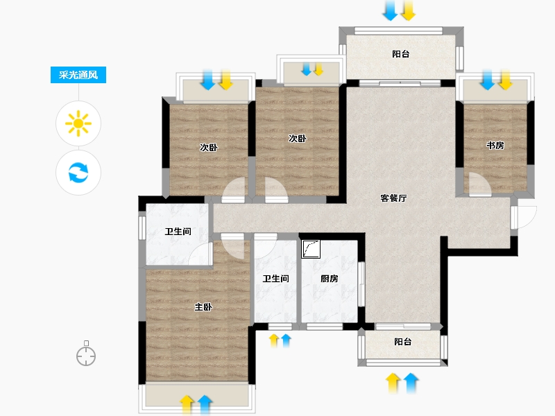 湖南省-湘潭市-东旭鸿基楚天府-99.10-户型库-采光通风