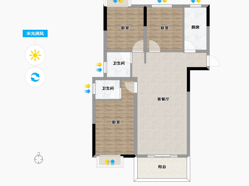 河南省-信阳市-欧博庭苑-102.61-户型库-采光通风