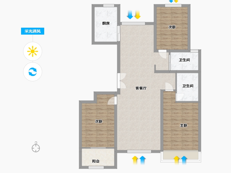 山东省-潍坊市-东方天韵韵和园-103.50-户型库-采光通风