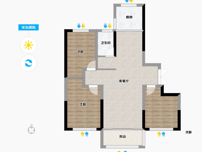 山东省-威海市-天亿城-75.00-户型库-采光通风