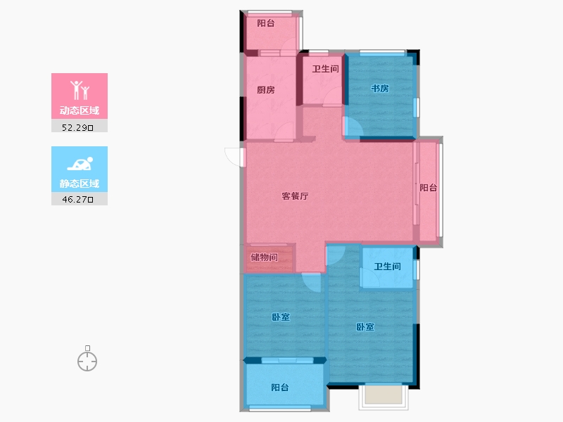 浙江省-宁波市-雍华府-88.00-户型库-动静分区