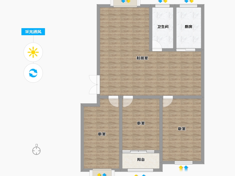 山东省-潍坊市-颐和花园-106.00-户型库-采光通风