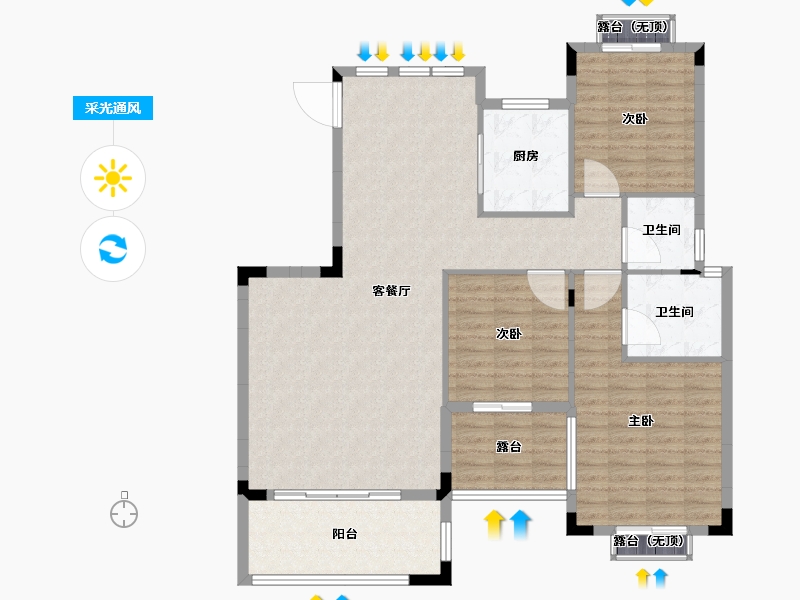 湖南省-长沙市-宁华星湖湾二期-120.36-户型库-采光通风