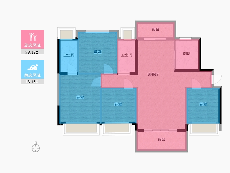 广东省-惠州市-碧桂园凤翔花园-95.36-户型库-动静分区