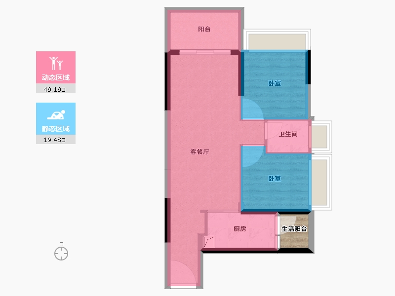 广东省-湛江市-荣基·满芳庭-63.81-户型库-动静分区