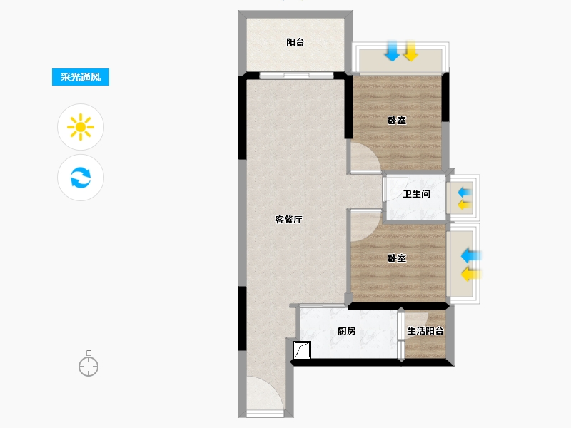 广东省-湛江市-荣基·满芳庭-63.81-户型库-采光通风