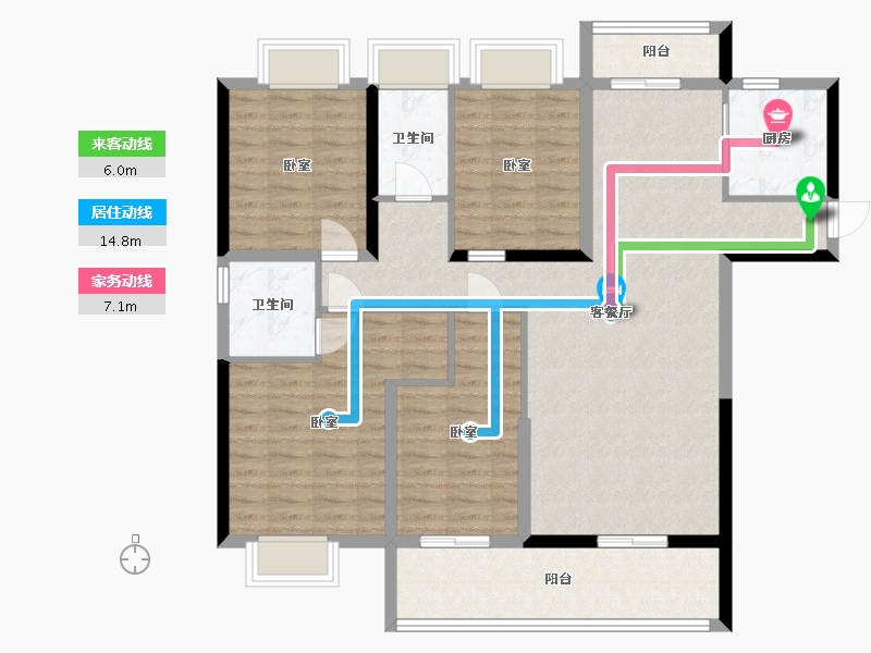 湖南省-株洲市-碧桂园醴陵府-117.83-户型库-动静线