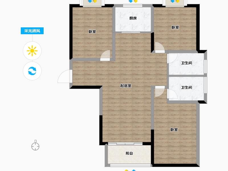 山东省-潍坊市-虞河生活城-108.99-户型库-采光通风