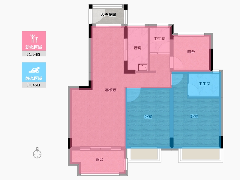 广东省-广州市-国瑞山湖海庄园-75.92-户型库-动静分区