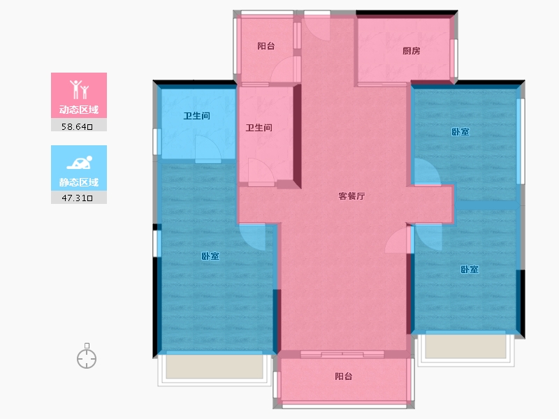 广东省-佛山市-华侨城天鹅湖-94.99-户型库-动静分区