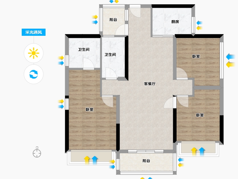 广东省-佛山市-华侨城天鹅湖-94.99-户型库-采光通风