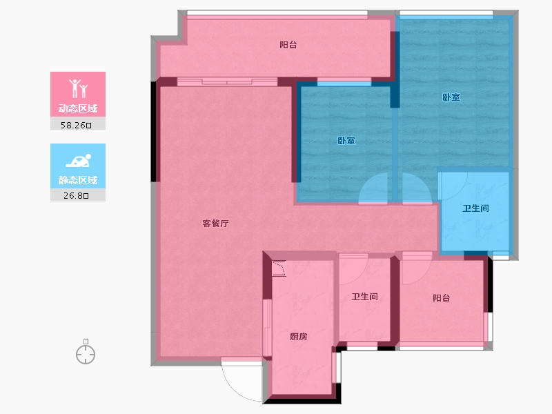 广东省-广州市-国瑞山湖海庄园-75.53-户型库-动静分区