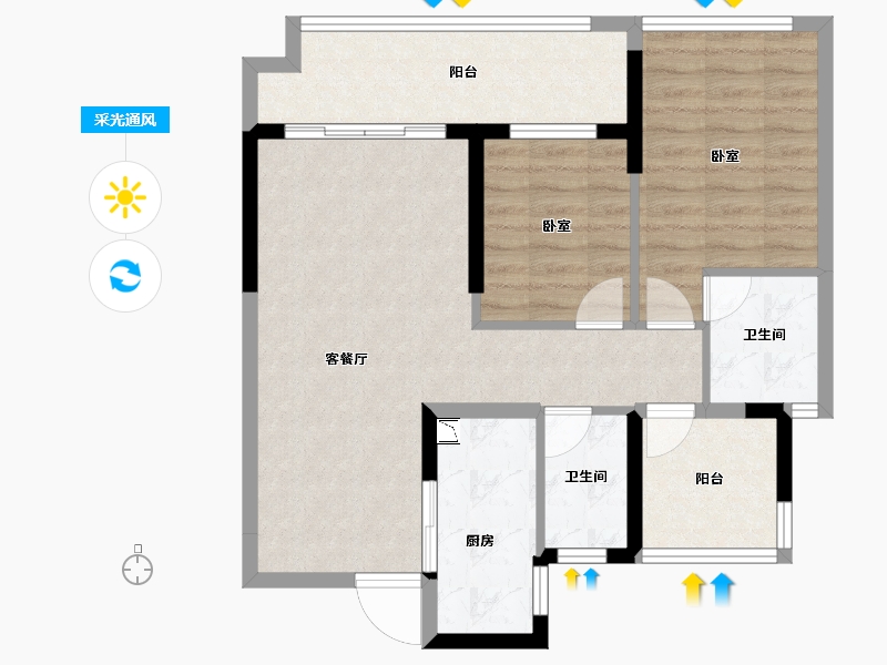 广东省-广州市-国瑞山湖海庄园-75.53-户型库-采光通风