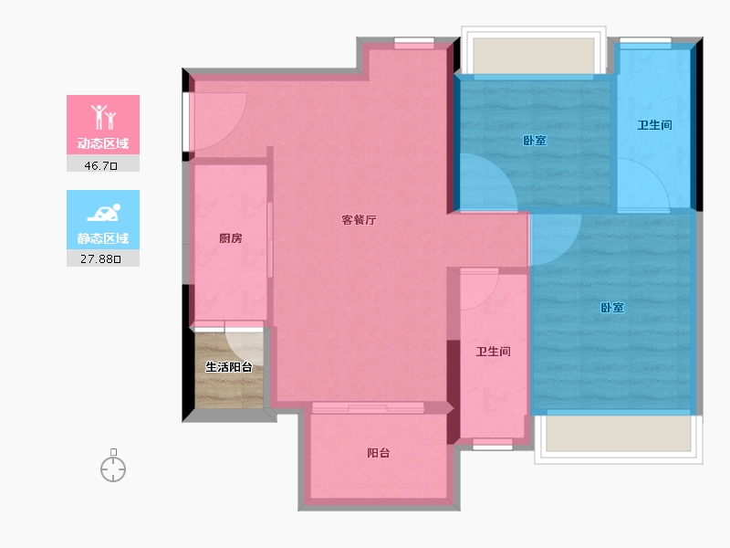 广东省-湛江市-荣基·满芳庭-69.49-户型库-动静分区