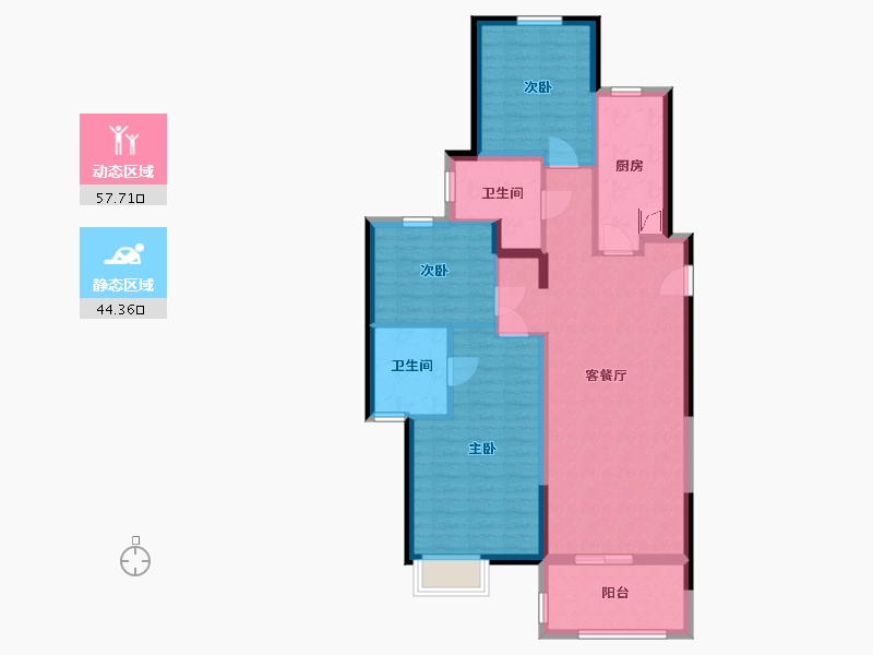 湖南省-长沙市-新力帝泊湾-91.07-户型库-动静分区