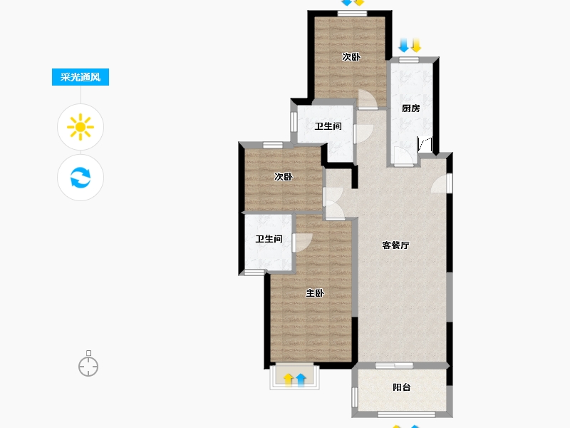 湖南省-长沙市-新力帝泊湾-91.07-户型库-采光通风