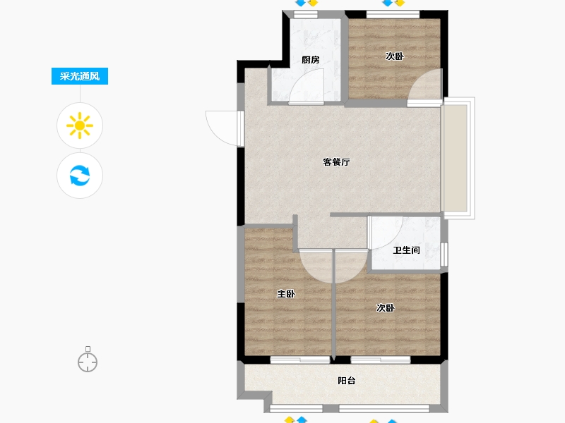 山东省-威海市-中梁国信海岳府-72.00-户型库-采光通风