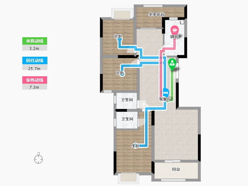 湖南省-长沙市-兴汝金城-106.85-户型库-动静线