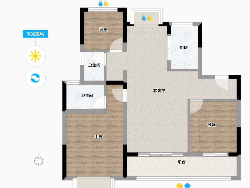 江苏省-无锡市-上城壹号-85.00-户型库-采光通风