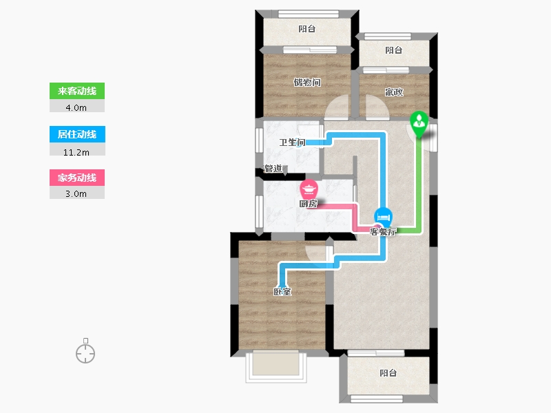 浙江省-宁波市-万科云谷-59.47-户型库-动静线