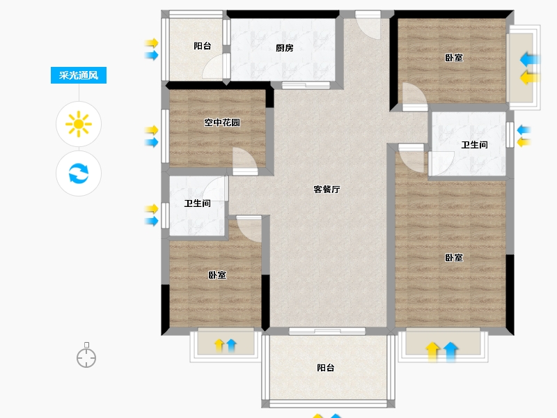 广东省-佛山市-中惠璧珑湾-101.39-户型库-采光通风