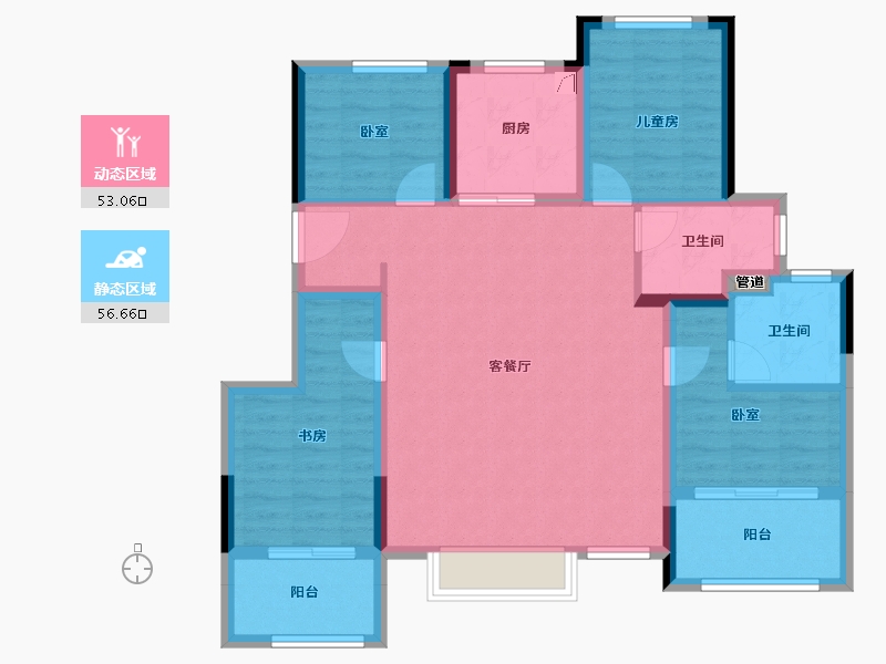 浙江省-宁波市-万科云谷-98.16-户型库-动静分区