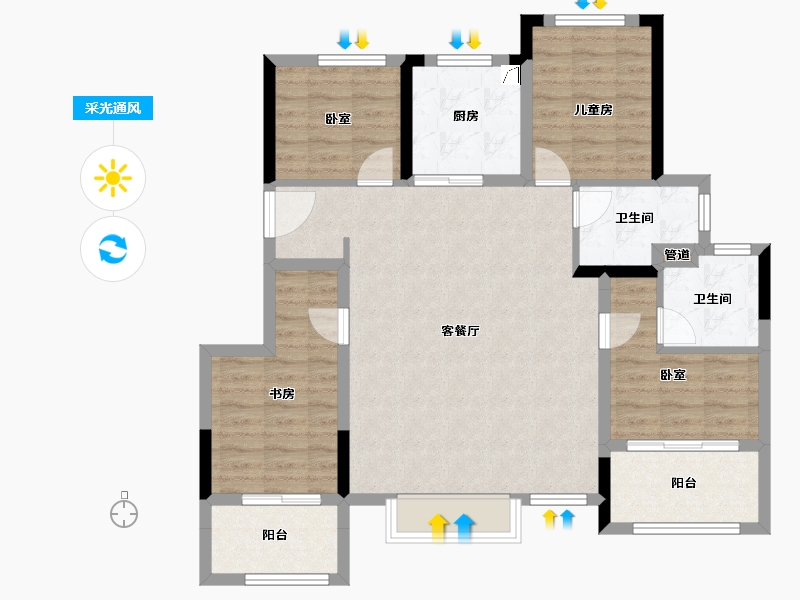 浙江省-宁波市-万科云谷-98.16-户型库-采光通风