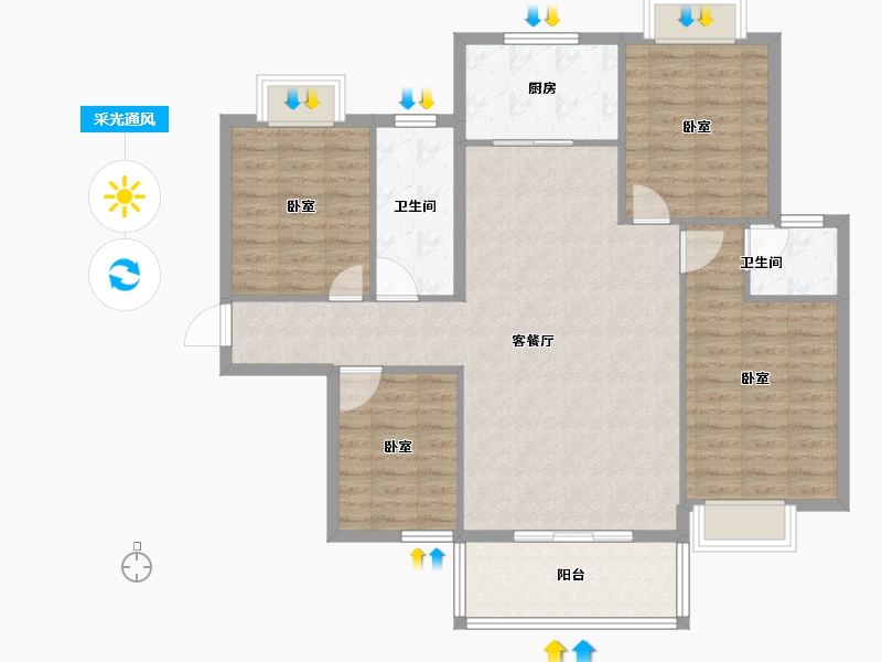 湖北省-孝感市-悟星城-108.60-户型库-采光通风