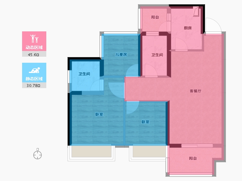 广东省-佛山市-金科集美山水-66.96-户型库-动静分区