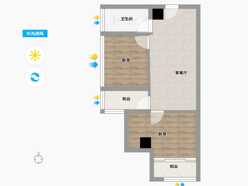 广东省-湛江市-荣福君至壹号-43.60-户型库-采光通风