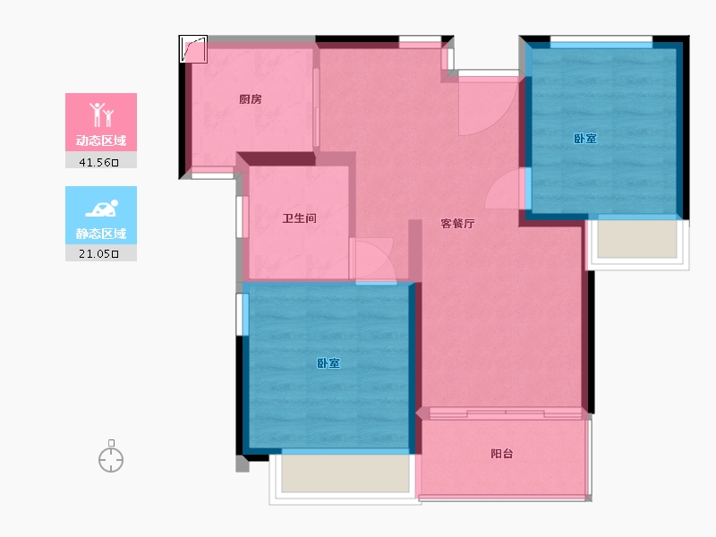 湖北省-黄石市-黄石恒大御景-55.83-户型库-动静分区