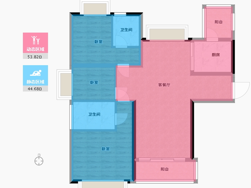 湖北省-黄石市-黄石恒大御景-88.10-户型库-动静分区